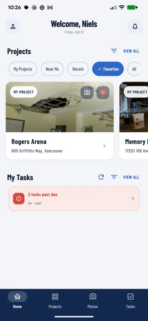 CrewBox home dashboard