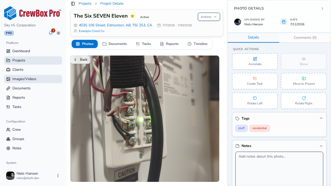 Roofing photo documentation in CrewBox web console