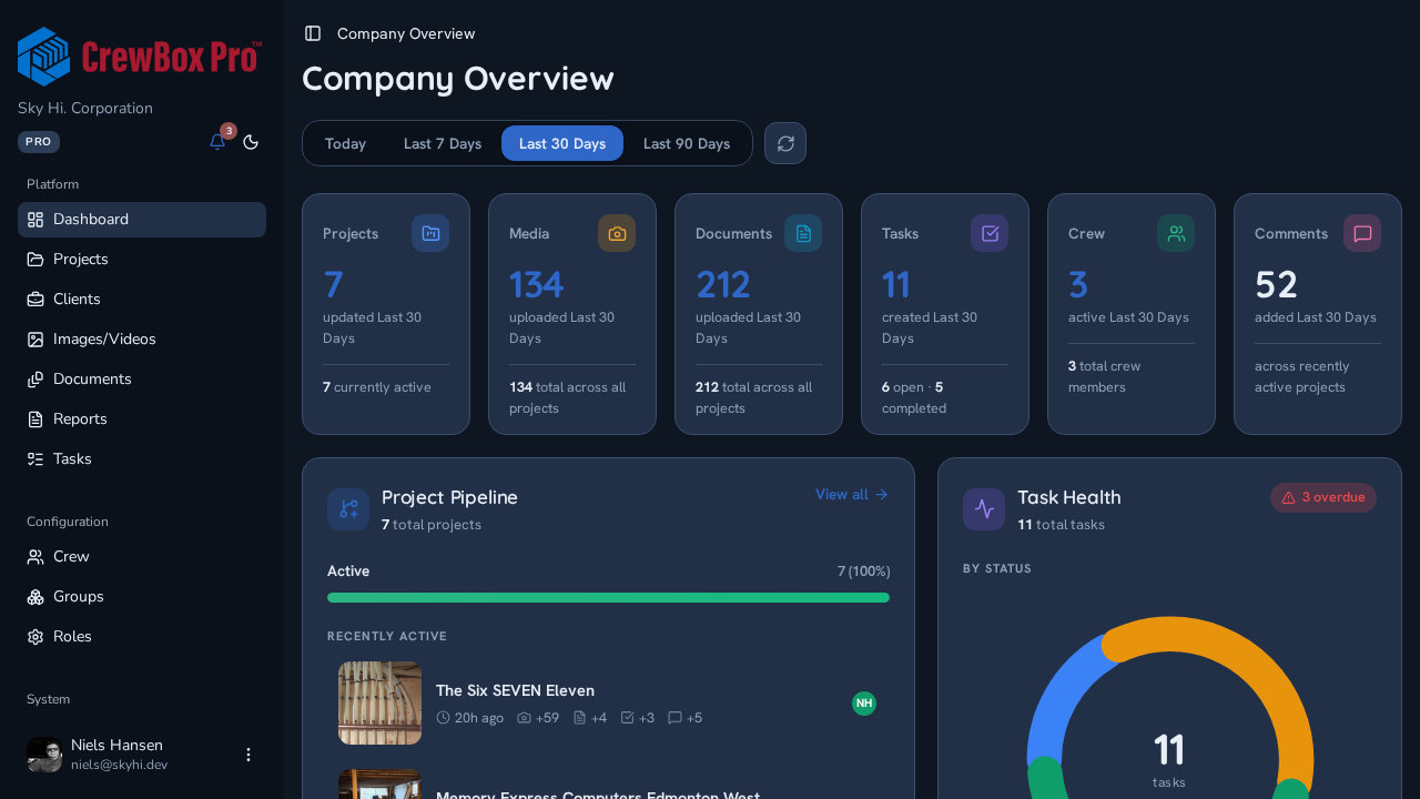 Dark mode and preferences in the CrewBox web console