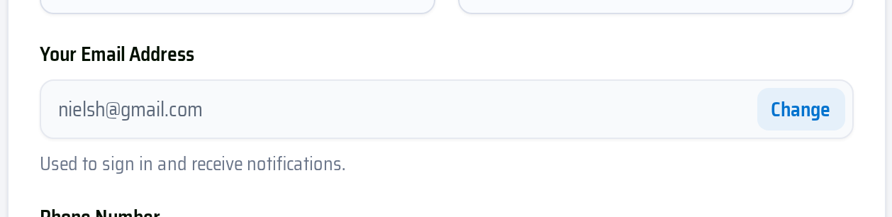 Step 2: the Change link next to Your Email Address.