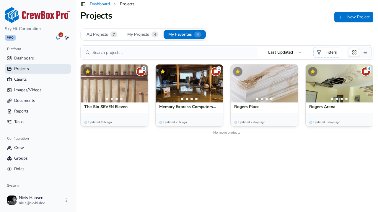 The My Favorites tab shows only your bookmarked projects.