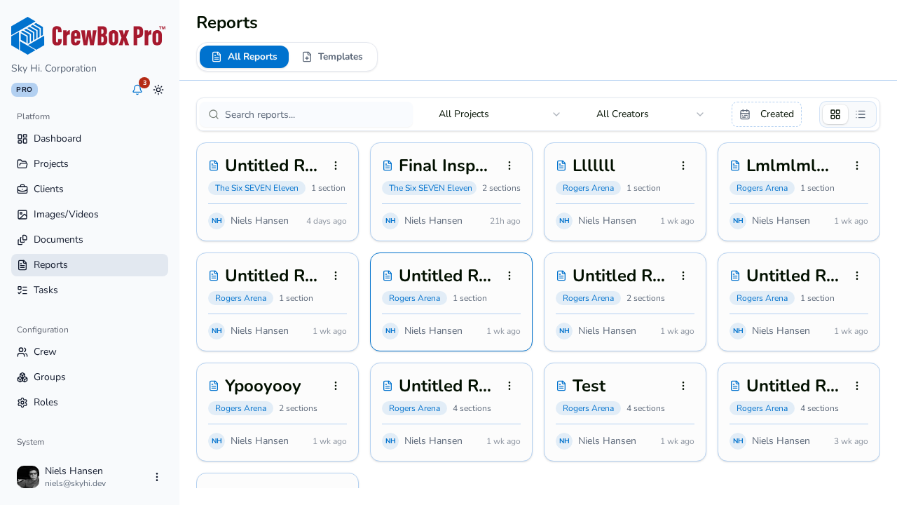 Filter the Reports page by project to manage a single job's reports.