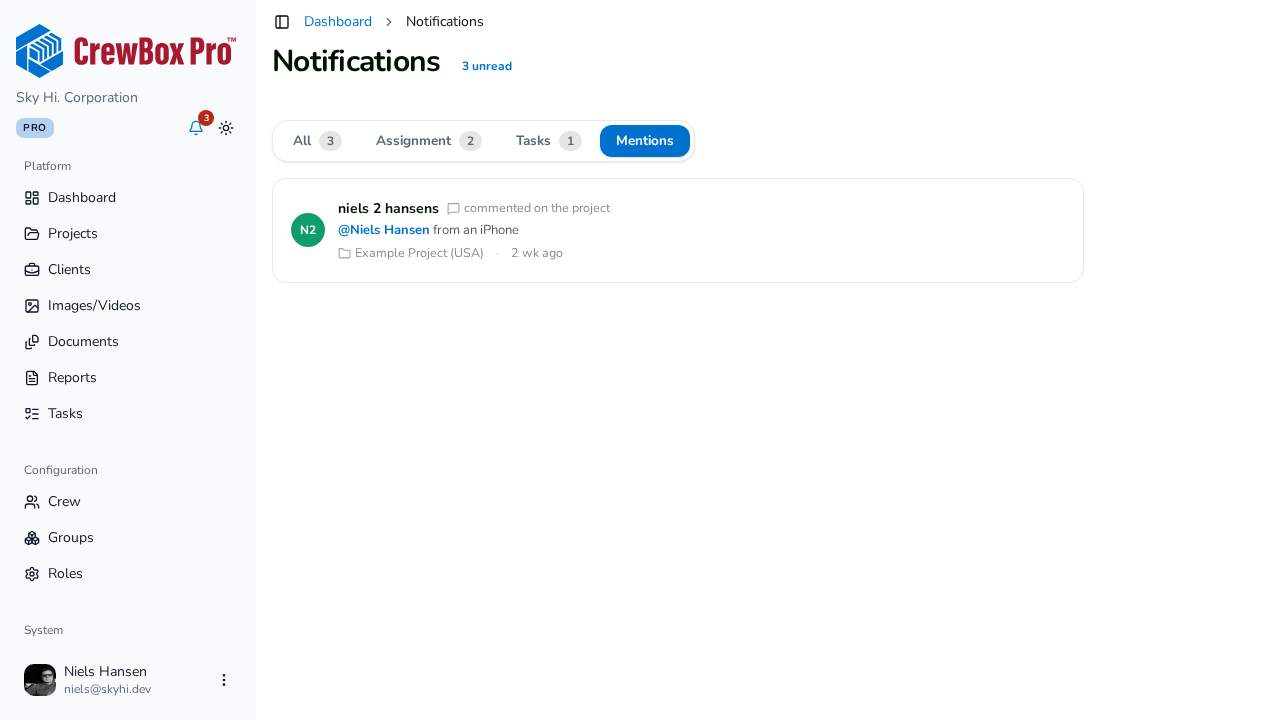 The Mentions tab collects every comment that @-mentions you.