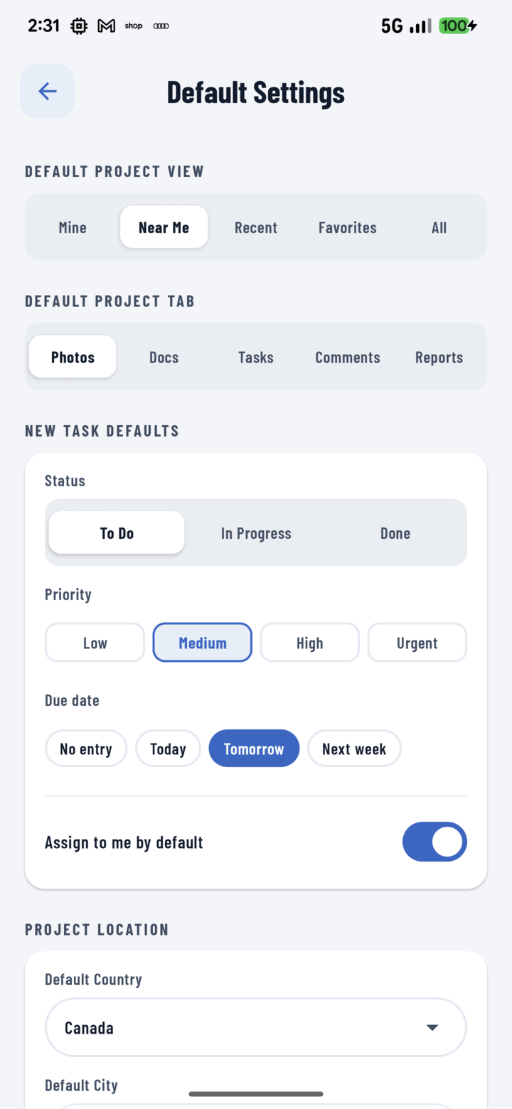 CrewBox smart defaults and preferences on a phone